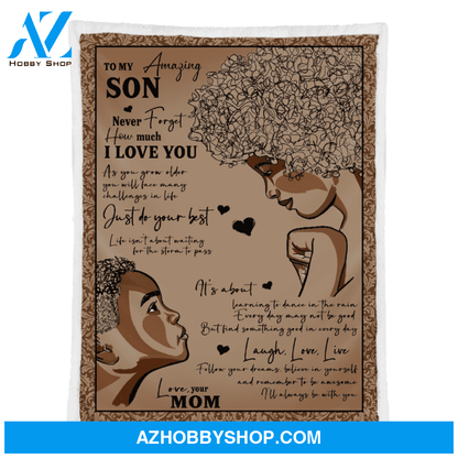 To My Amazing Son Just Do Your Best - African American Blanket Gift For Son From Mom Home Decor Bedding Couch Sofa Soft and Comfy Cozy