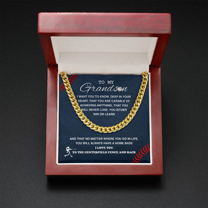 To My Baseball Grandson - Cuban Link Necklace, Cuban Link Chain