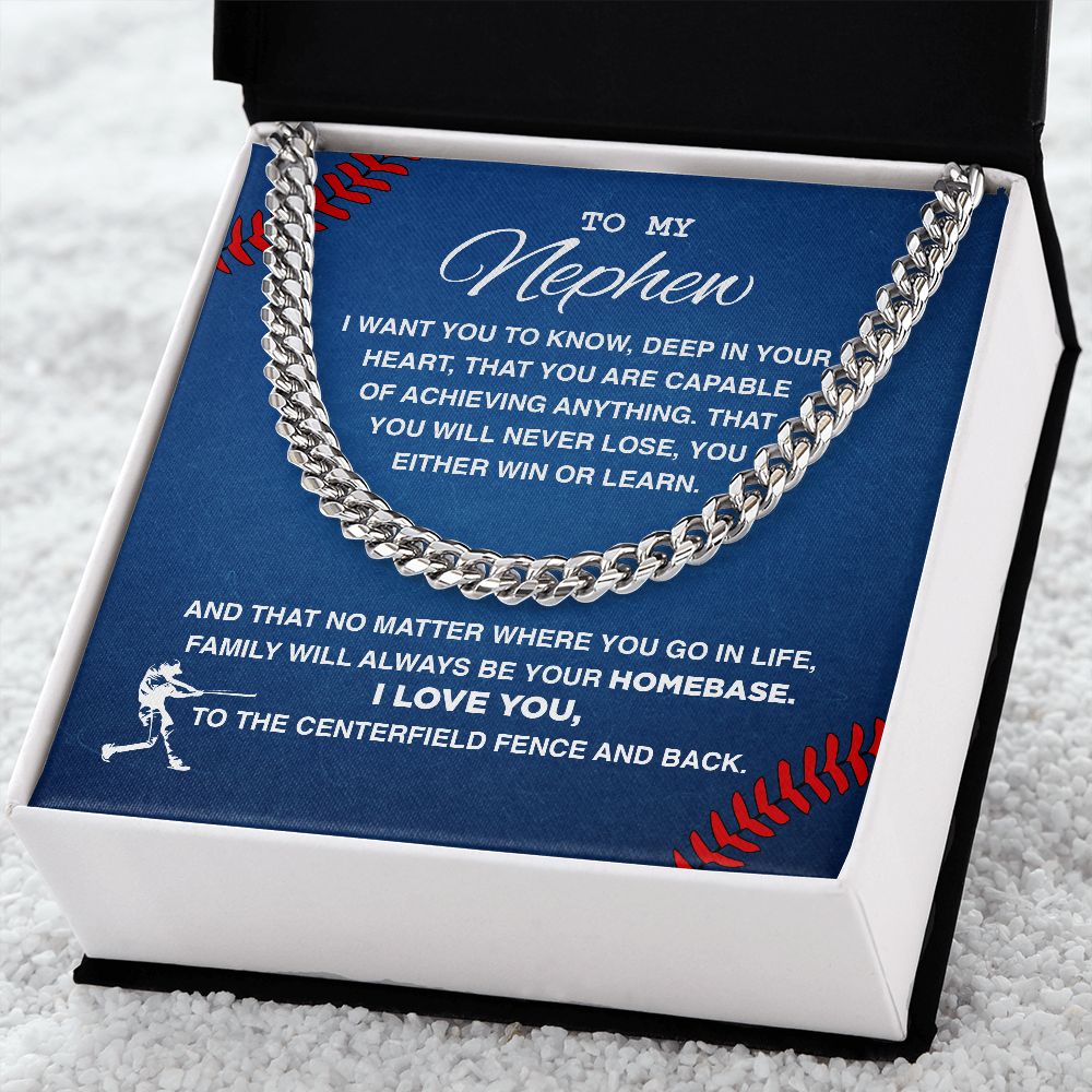 To My Baseball Nephew - Cuban Link Necklace, Cuban Link Chain