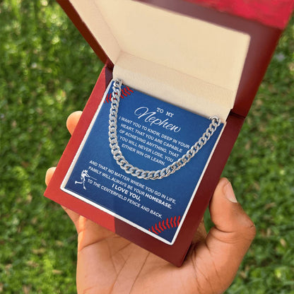To My Baseball Nephew - Cuban Link Necklace, Cuban Link Chain
