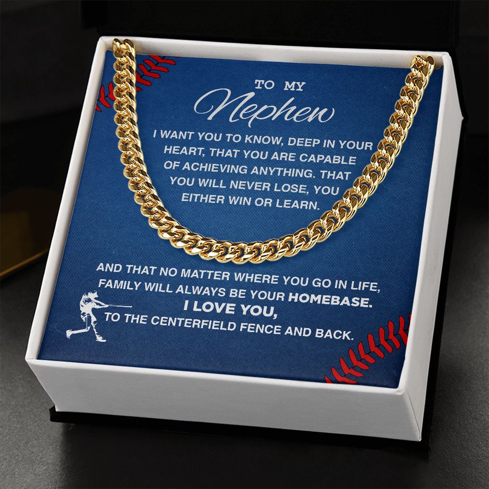 To My Baseball Nephew - Cuban Link Necklace, Cuban Link Chain