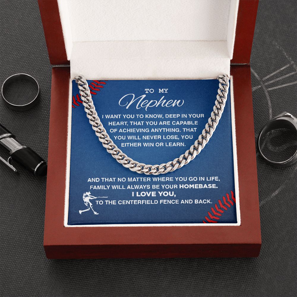 To My Baseball Nephew - Cuban Link Necklace, Cuban Link Chain