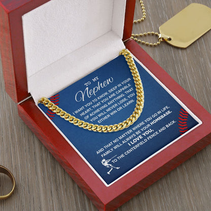 To My Baseball Nephew - Cuban Link Necklace, Cuban Link Chain