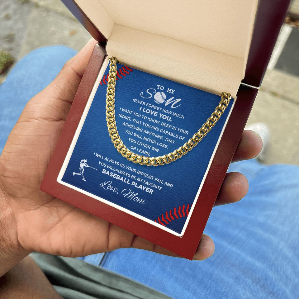 To My Baseball Son, Never Forget - Cuban Link Necklace, Cuban Link Chain