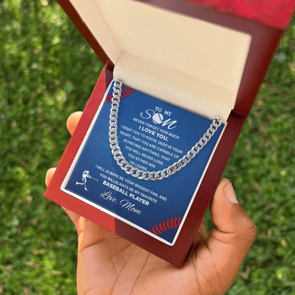 To My Baseball Son, Never Forget - Cuban Link Necklace, Cuban Link Chain