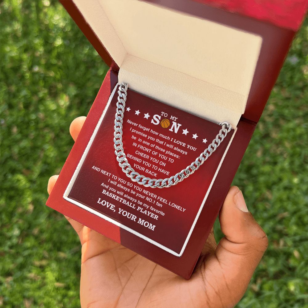 To My Basketball Son, Biggest Fan, From Mom, Cuban Link Chain