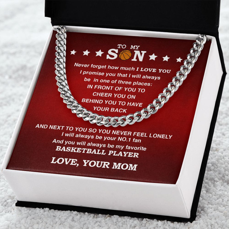 To My Basketball Son, Biggest Fan, From Mom, Cuban Link Chain
