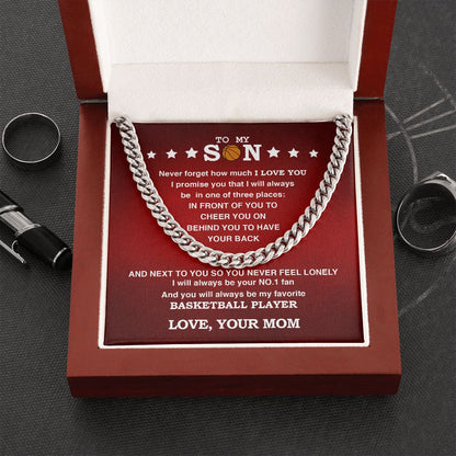 To My Basketball Son, Biggest Fan, From Mom, Cuban Link Chain