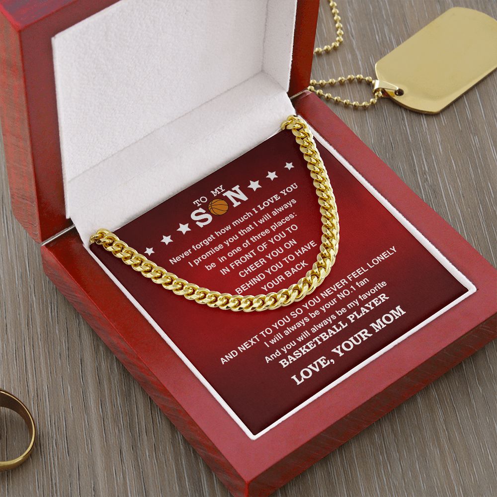 To My Basketball Son, Biggest Fan, From Mom, Cuban Link Chain