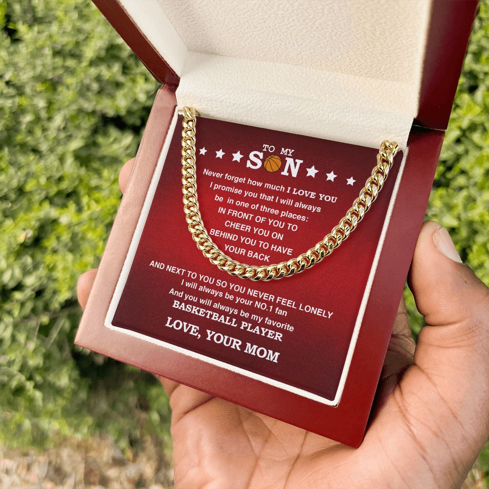To My Basketball Son, Biggest Fan, From Mom, Cuban Link Chain
