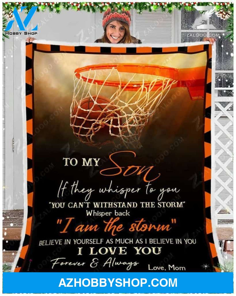 To My Basketball Son Fleece Blanket From Mom I Love You - Gift For Son | Family Blanket