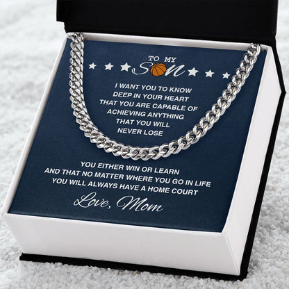 To My Basketball Son - Home Court, Cuban Link Chain