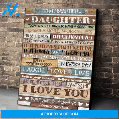 To My Beautiful Daughter Canvas Print Wall Art - Matte Canvas