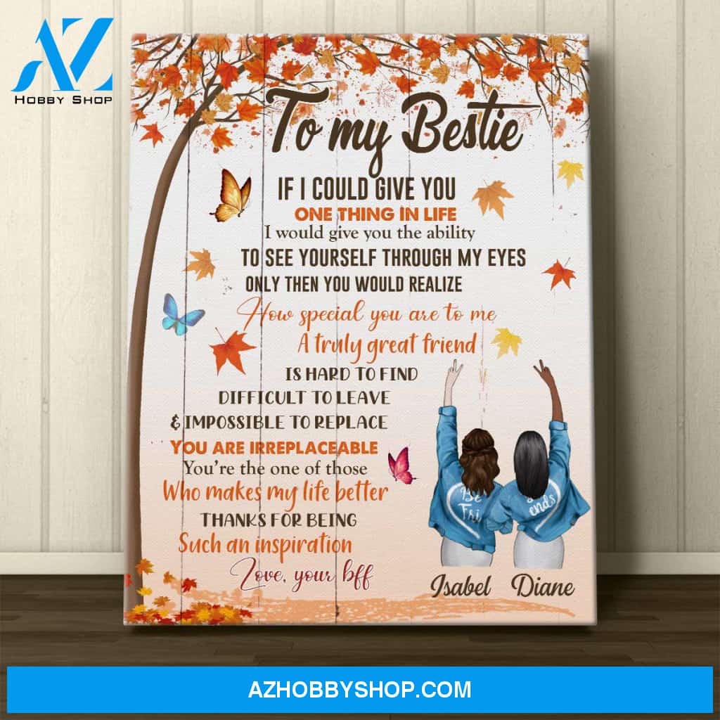 Personalized Canvas, To My Bestie Fall Autumn Canvas Wall Art Gift For Best Friends,Birthday,Anniversary