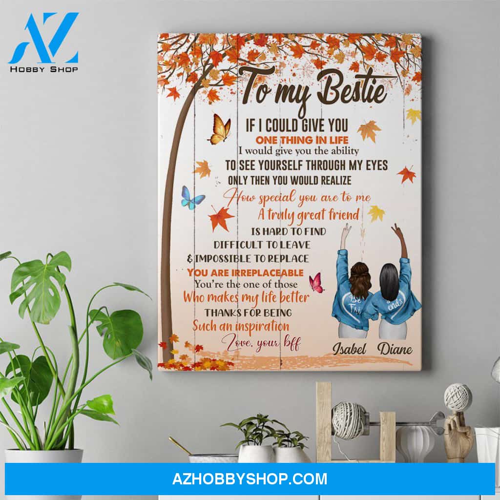 Personalized Canvas, To My Bestie Fall Autumn Canvas Wall Art Gift For Best Friends,Birthday,Anniversary