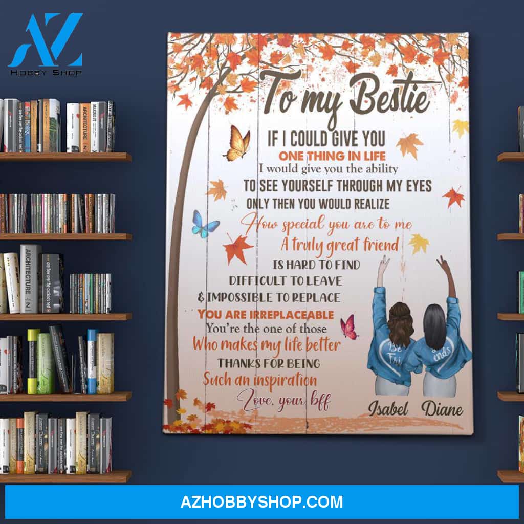 Personalized Canvas, To My Bestie Fall Autumn Canvas Wall Art Gift For Best Friends,Birthday,Anniversary