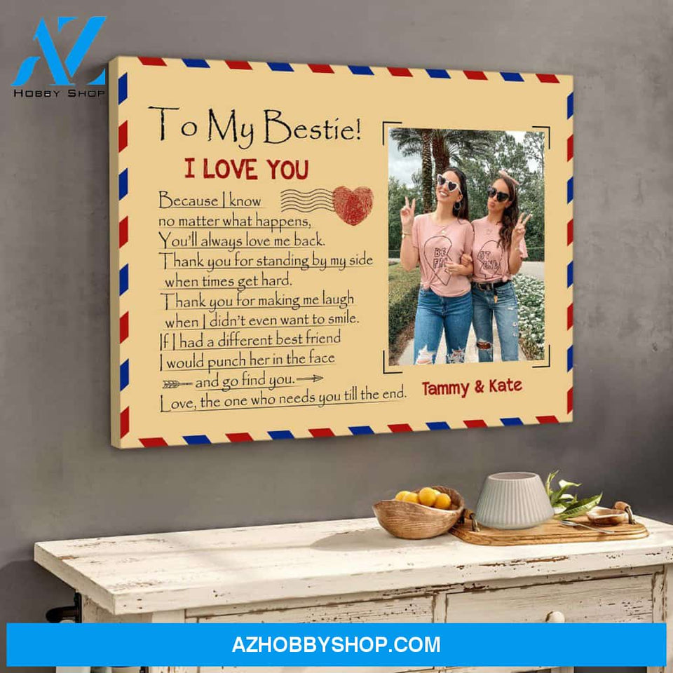 Personalized Canvas, To My Bestie I Love You Wall Art Prints, Gift For Best Friends,Birthday,Anniversary