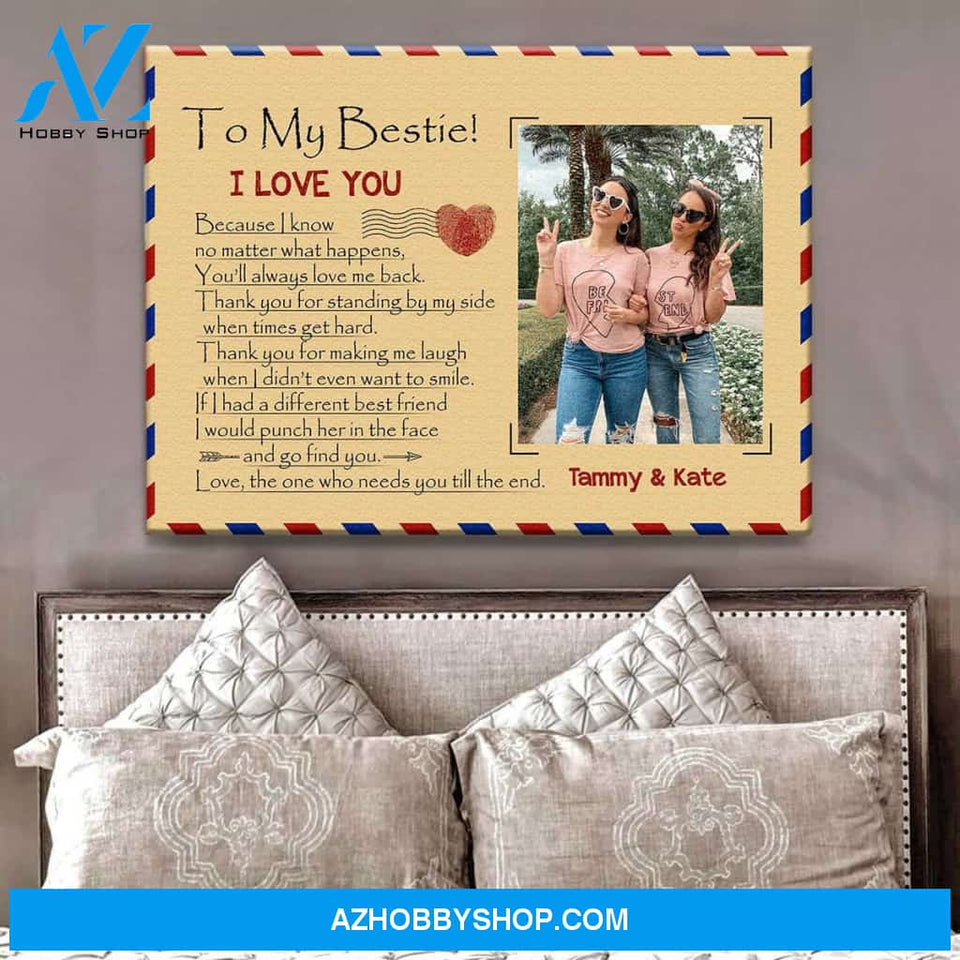 Personalized Canvas, To My Bestie I Love You Wall Art Prints, Gift For Best Friends,Birthday,Anniversary