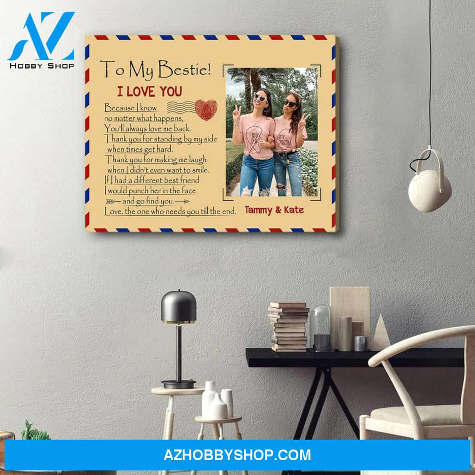 Personalized Canvas, To My Bestie I Love You Wall Art Prints, Gift For Best Friends,Birthday,Anniversary