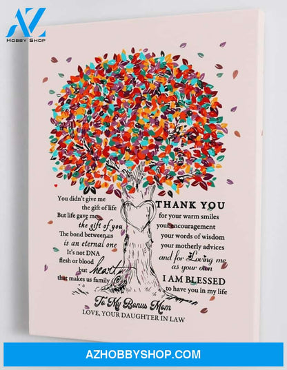 To My Bonus Mom - From Daughter in law - Mother's Day Framed Canvas Gift DM004