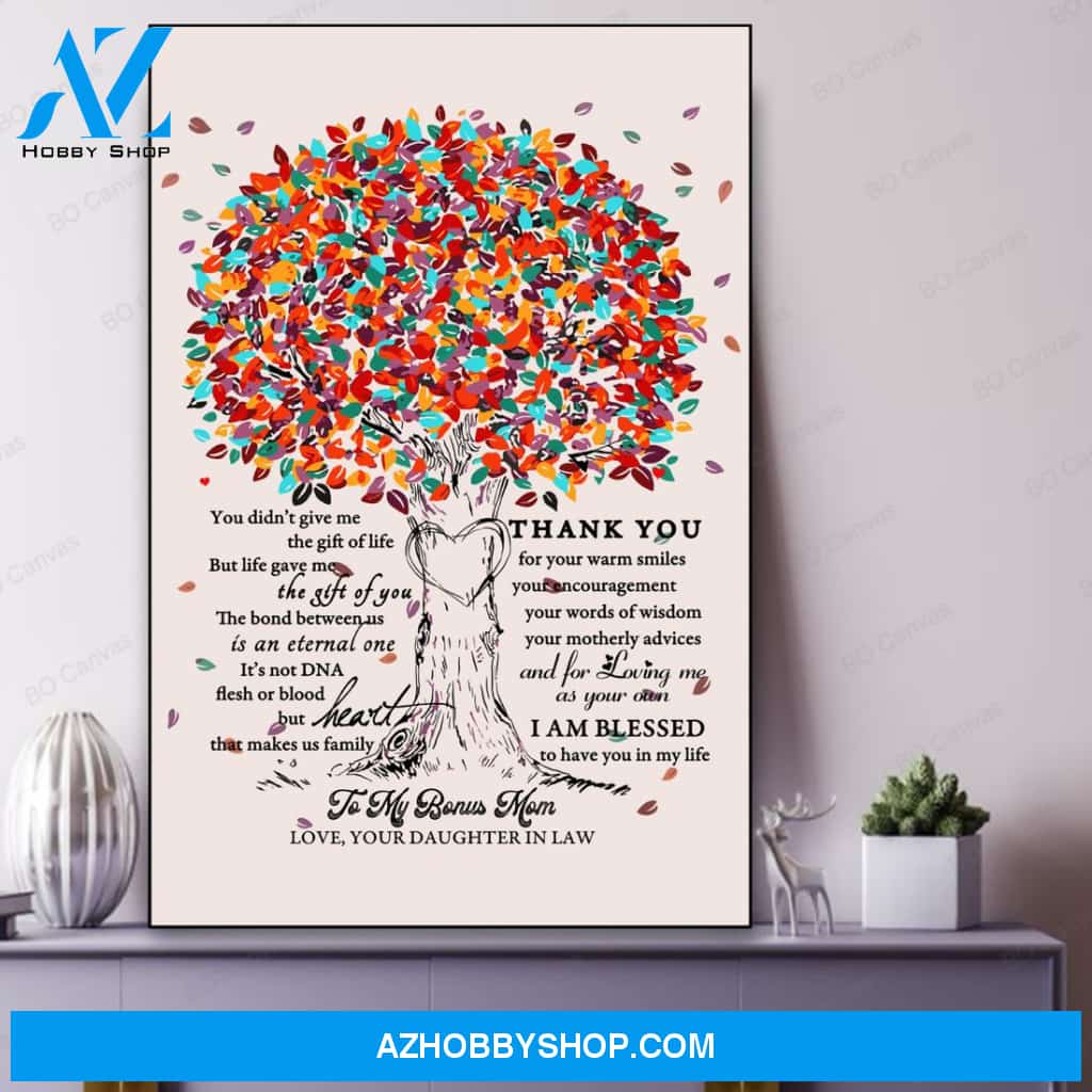 To My Bonus Mom - From Daughter in law - Mother's Day Framed Canvas Gift DM004