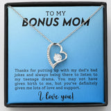 To My Bonus Mom Funny Forever Love Heart Necklace Gift for Stepmother