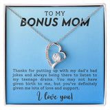 To My Bonus Mom Funny Forever Love Heart Necklace Gift for Stepmother