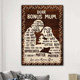 To My Bonus Mom - I Know It's Not Easy For A Women To Raise A Child - Poster/Canvas - Gift For Mom, Mother's Day Gift, Gift To Mom From Daughter