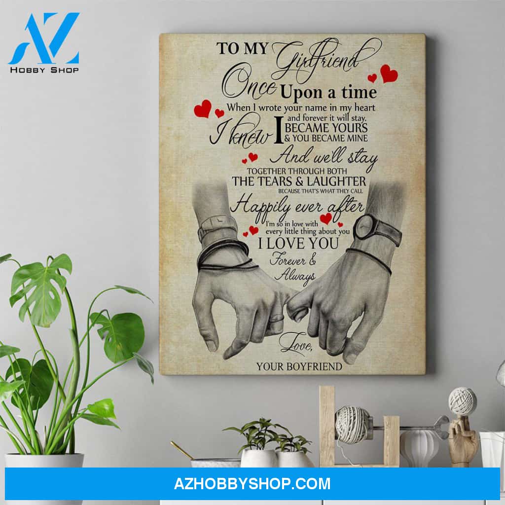Personalized Canvas, To My Boyfriend Once Upon A Time When You Wrote Your Name In My Heart Canvas Wall Art,Perfect Gift For Her And Him