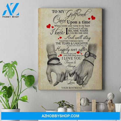 Personalized Canvas, To My Boyfriend Once Upon A Time When You Wrote Your Name In My Heart Canvas Wall Art,Perfect Gift For Her And Him