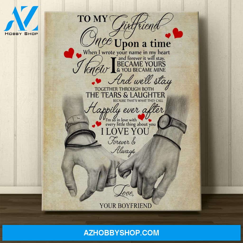 Personalized Canvas, To My Boyfriend Once Upon A Time When You Wrote Your Name In My Heart Canvas Wall Art,Perfect Gift For Her And Him