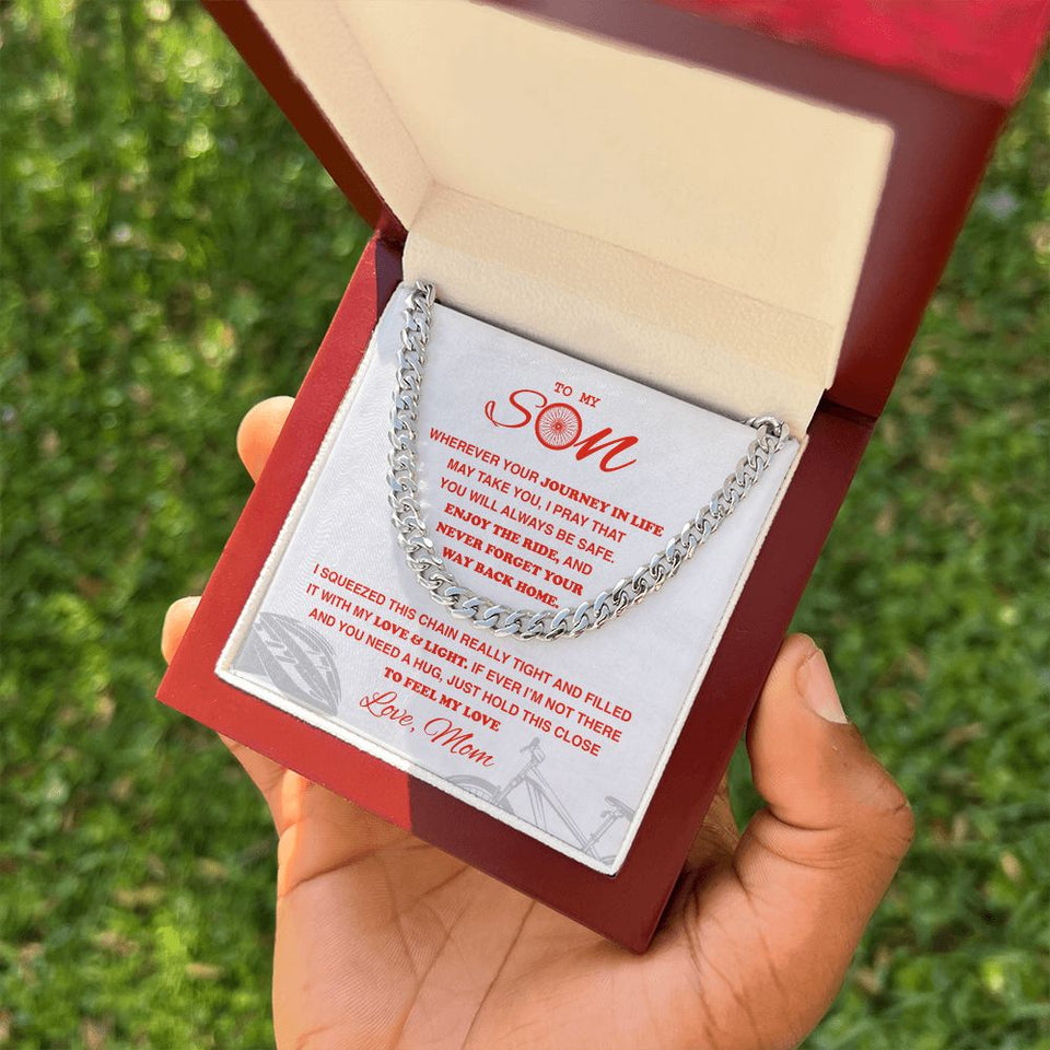 To My Cycling Son - Cuban Link Necklace, Cuban Link Chain