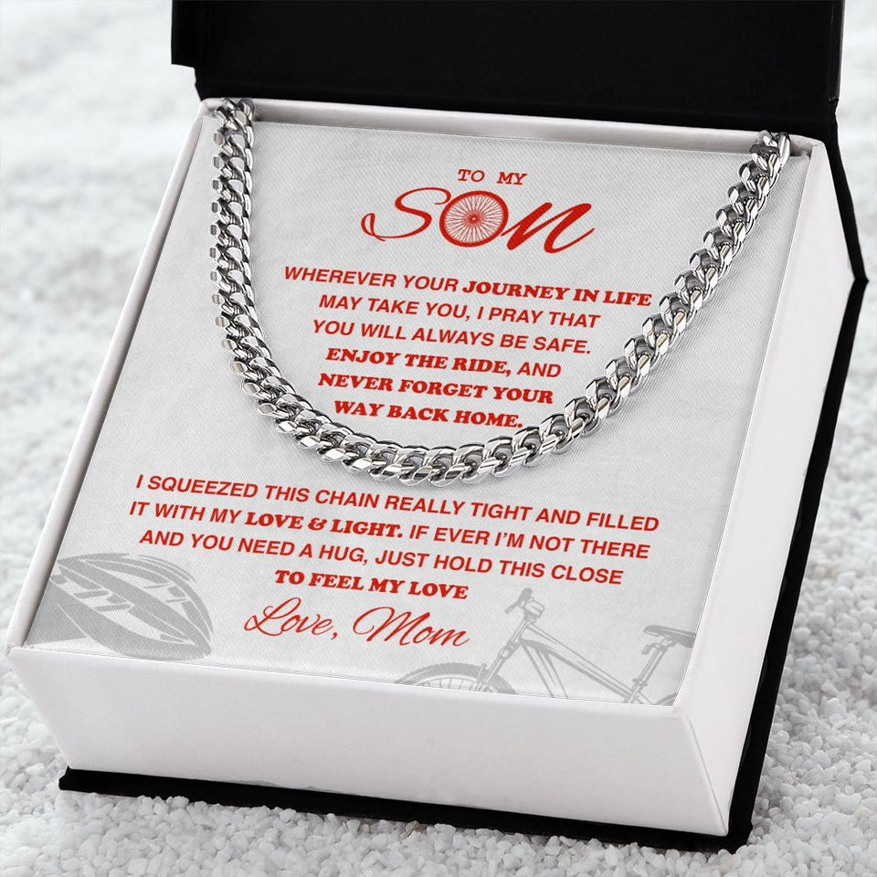To My Cycling Son - Cuban Link Necklace, Cuban Link Chain