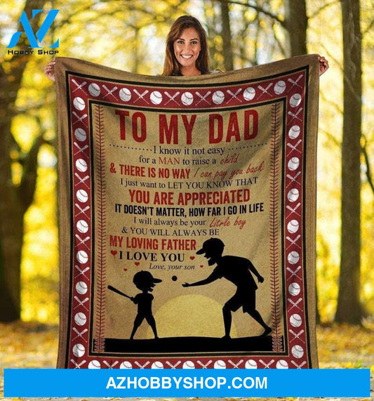Personalized To My Dad Baseball Fleece Blanket From Son I Know It's Not Easy Great Customized Blanket For Birthday Christmas Thanksgiving