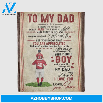 Personalized To My Dad Baseball Fleece Blanket From Son You Are Appreciated Great Customized Gift For Birthday Christmas Thanksgiving Valentine