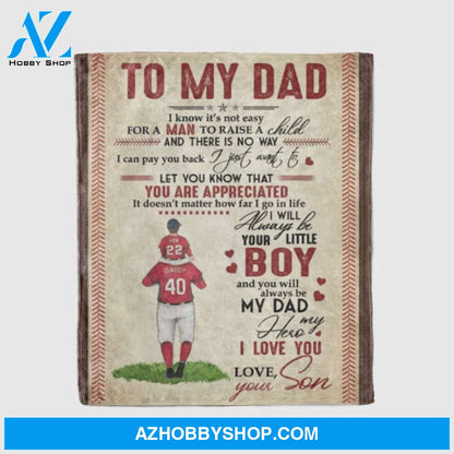 Personalized To My Dad Baseball Fleece Blanket From Son You Are Appreciated Great Customized Gift For Birthday Christmas Thanksgiving Valentine