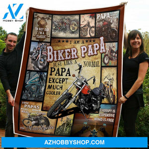 To My Dad Biker Fleece Blanket Just Like A Papa Except Much Cooler Great Customized Blanket Gift For Father's Day Birthday Christmas Thanksgiving