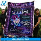 To My Dad Blanket Rose & Buterfly You Are The World Gift From Daughter Fleece Blanket