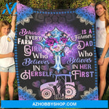 To My Dad Farmer Fleece Blanket Fleece Blanket Father Fleece Blanket, Biological Father Of Fleece Blanket, Father Fleece Blanket Christmas Gift Ideas