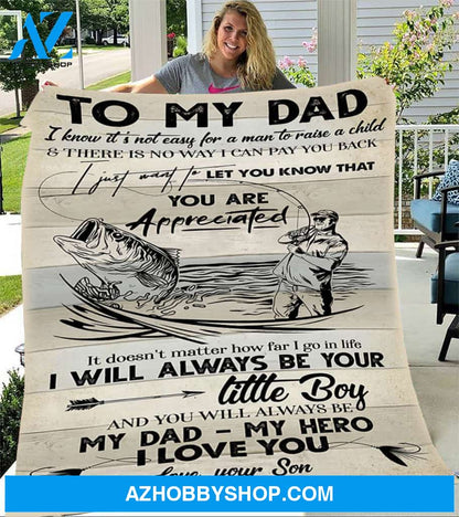 Personalized To My Dad Fishing Fleece Blanket From Son There Is No Way I Can Pay You Back Great Customized Blanket For Birthday Christmas Thanksgiving