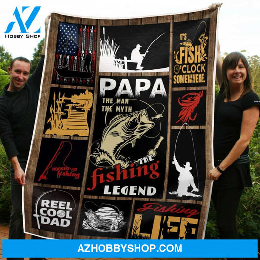 To My Dad Fishing Fleece Blanket Papa The Man The Myth Great Customized Blanket For Birthday Christmas Thanksgiving