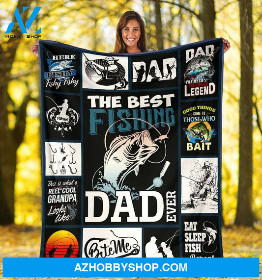 To My Dad Fishing Fleece Blanket The Best Fishing Dad Ever Great Customized Blanket For Birthday Christmas