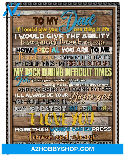 Personalized To My Dad Fleece Blanket From Daughter My Greatest Superhero Great Customized Gift For Father's Day Birthday Christmas Thanksgiving