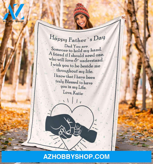 Personalized To My Dad Fleece Blanket Great I Wish You To Be Beside Me Customized Gift For Father's Day Birthday Christmas Thanksgiving