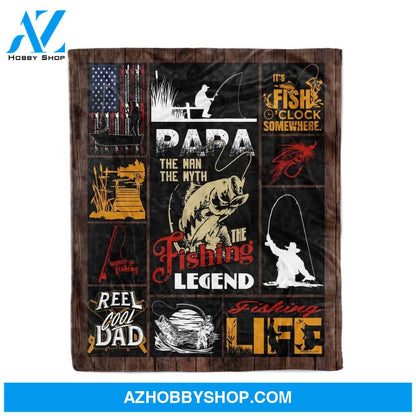 To My Dad Fleece Blanket Papa The Man The Myth The Fishing Legend Great Customized Blanket Gift For Father's Day Birthday Christmas Thanksgiving