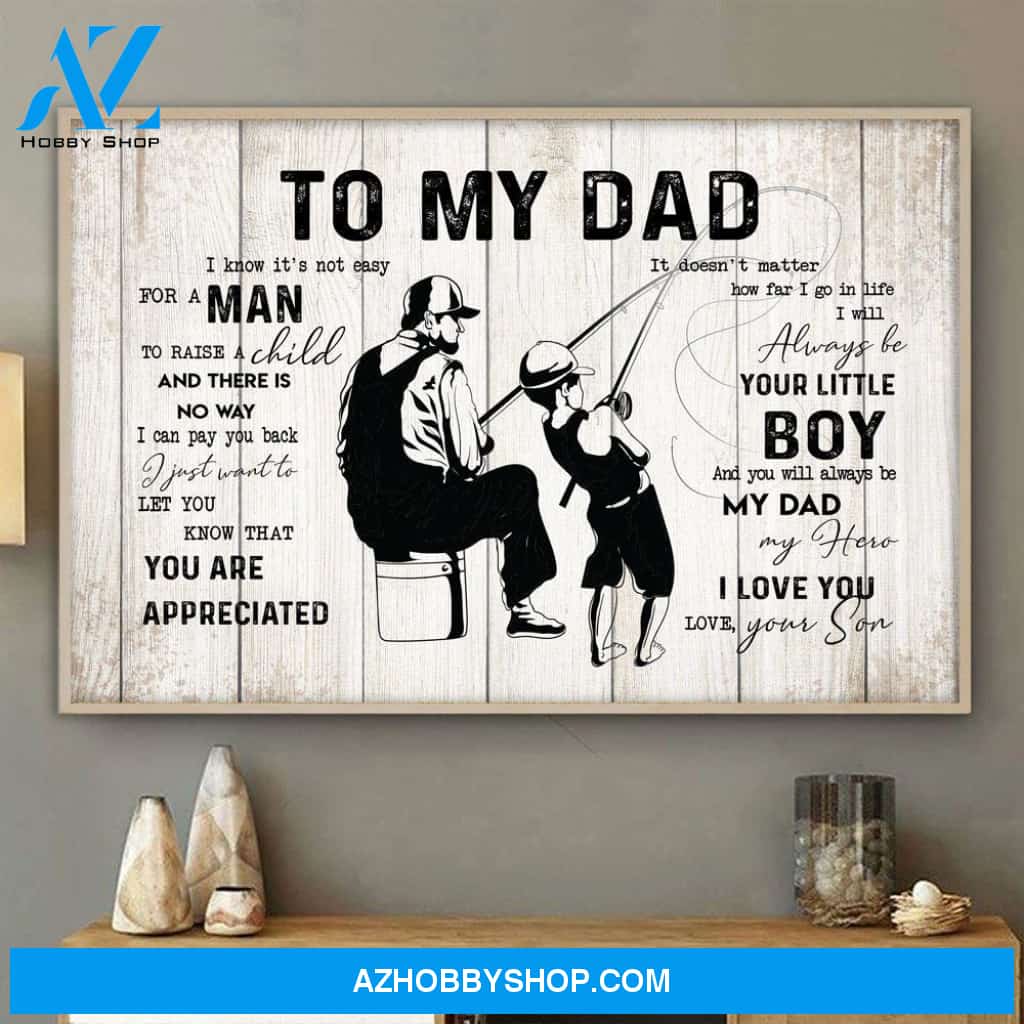 To My Dad From Son Fishing Lover Canvas And Poster, Wall Decor Visual Art Gift Father's Day