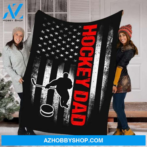 To My Dad Hockey Fleece Blanket Great Customized Blanket Gift For Father's Day Birthday Christmas Thanksgiving