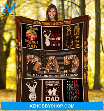 To My Dad Hunting Fleece Blanket The Man The Myth The Legend American Us Flag Great Customized Blanket For Father's Day Birthday Christmas Thanksgiving