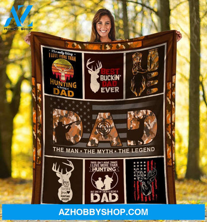 To My Dad Hunting Fleece Blanket The Man The Myth The Legend American Us Flag Great Customized Blanket For Father's Day Birthday Christmas Thanksgiving