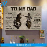 To My Dad I Know It's Not Easy For A Man To Raise A Women, Gift for Biker from Daughter Canvas Wall Art, Wall Decor Visual Art